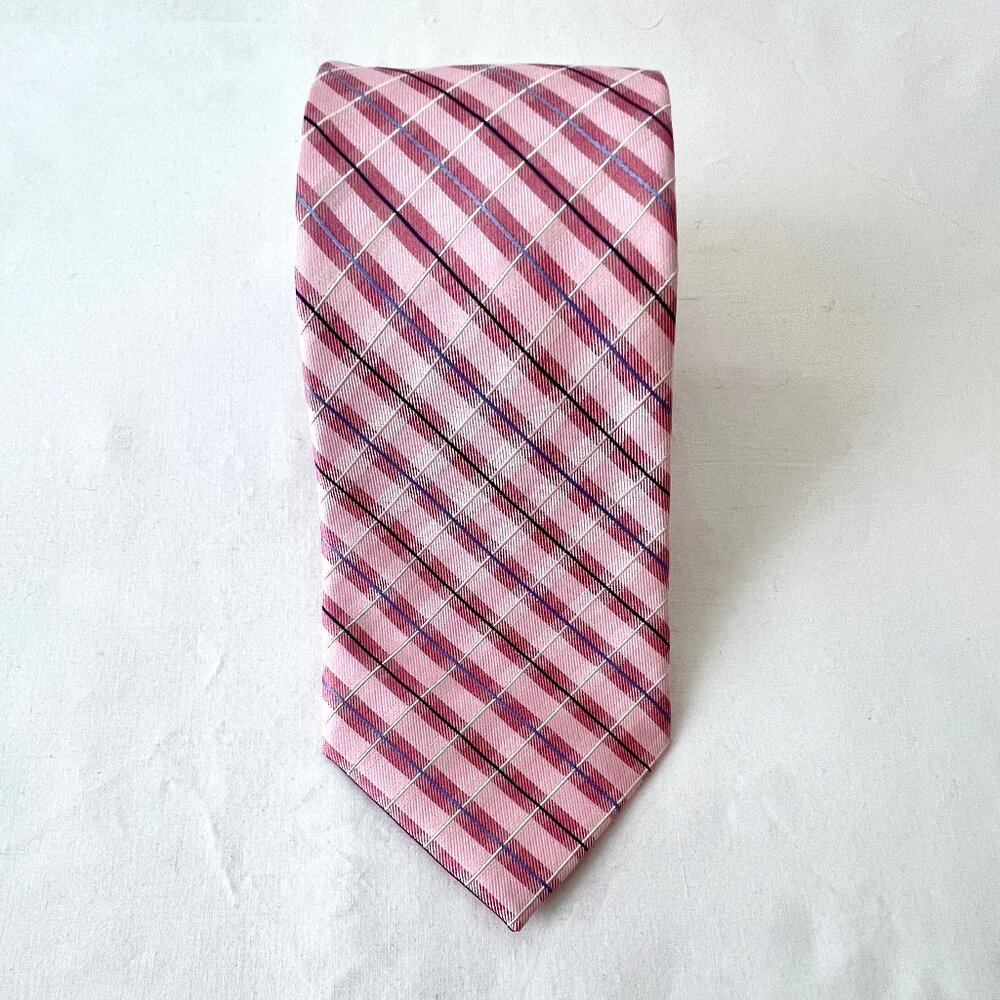 U.S. Polo Assn. Tie, Pink Plaid, 100% Silk, Excellent!